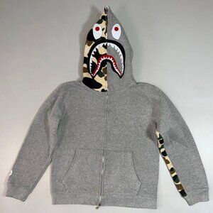 BAPE (A Bathing Ape) 1st Camo Shark Full Zip Hoodie in a grey colorway with camo